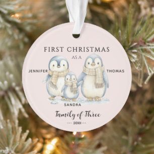 Première Noël de Bébé Fille Famille de Trois Pingo