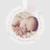 Première Noël de Bébé Fille Flocons de Neige Rose (dos)