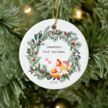 Première Noël de bébé Ornement Renard