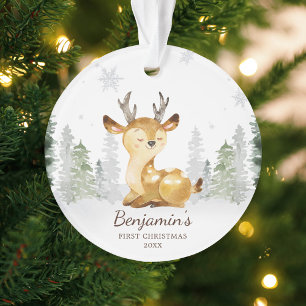 Première Noël du bébé de cerfs de la forêt aq