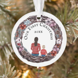 Première Noël mère célibataire bébé photo