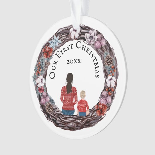 Première Noël mère célibataire bébé photo (devant)