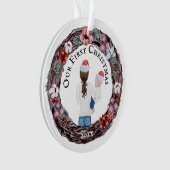 Première Noël mère célibataire Santa hat PHOTO Orn (devant)