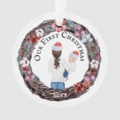 Première Noël mère célibataire Santa hat PHOTO Orn (devant)