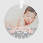 Première Noël Teinte Rose Bébé Fille Photo (devant)