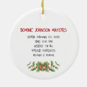 Première photo de Noël de bébé ornement en céramiq (Dos)