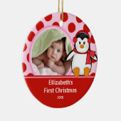Première photo de Noël de bébé Ornement Pingouin (Droite)