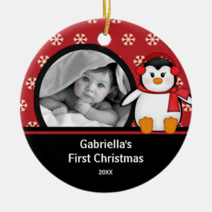 Première photo de Noël de bébé Ornement Pingouin