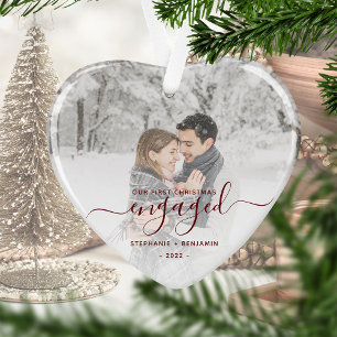 Première photo de Noël de fiançailles - Cœur de sc