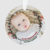 Première photo de Noël du bébé Wreath moderne (devant)