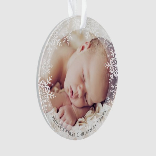Première photo d'un bébé de Noël Elegant Snowflake (devant)
