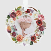 Première photo florale moderne de Noël du bébé (dos)