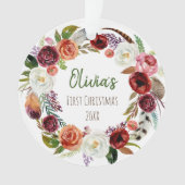 Première photo florale moderne de Noël du bébé (devant)