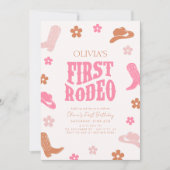 Première Rodéo 1er Anniversaire Invitation Retro C (Devant)