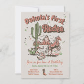 Première Rodéo Cowgirl Cowboy Invitation Anniversa (Devant)