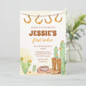 Première Rodéo Cowgirl Invitation Anniversaire (Debout devant)