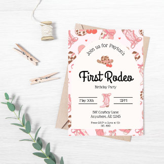 Première Rodéo Filles Anniversaire Invitation
