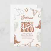 Première Rodéo Invitation Anniversaire Cowboy Part (Devant / Derrière)