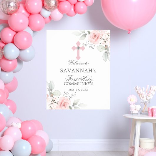 Première Sainte Communion Affiche de bienvenue Ros