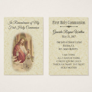 Première sainte communion de carte de fille saint