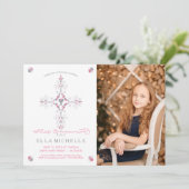 Première sainte communion de fille Invitation phot (Debout devant)