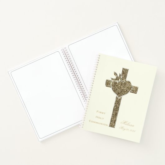 Première Sainte Communion Faux Croix d'or Carnet (Intérieur)