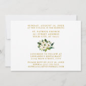 Première Sainte Communion Green Floral Invitation (Dos)