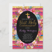 Première Sainte Communion Invitation Colorée Fiest (Devant)
