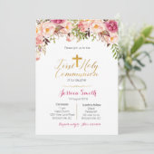 Première Sainte Communion Invitations Fille (Debout devant)