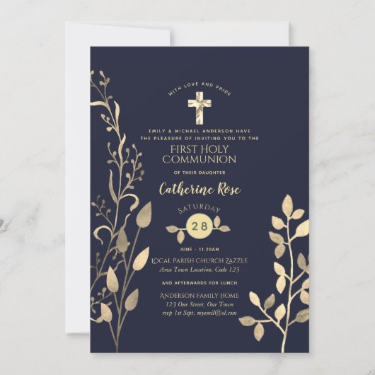 Première Sainte Communion Invitations Garçons Vers (Devant)