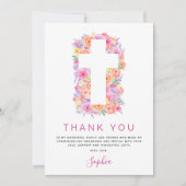 Première Sainte Communion Merci Floral Rose Rose (Devant)