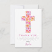 Première Sainte Communion Merci Floral Rose Rose R (Devant)