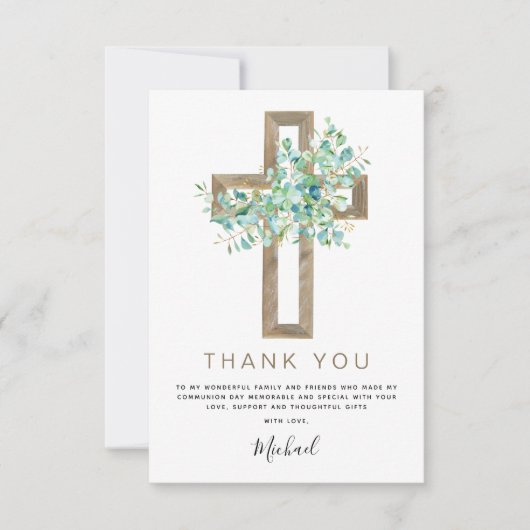 Première Sainte Communion Merci Sage Eucalyptus In (Devant)
