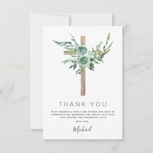 Première Sainte Communion Merci Vert Sage Invi (Devant)