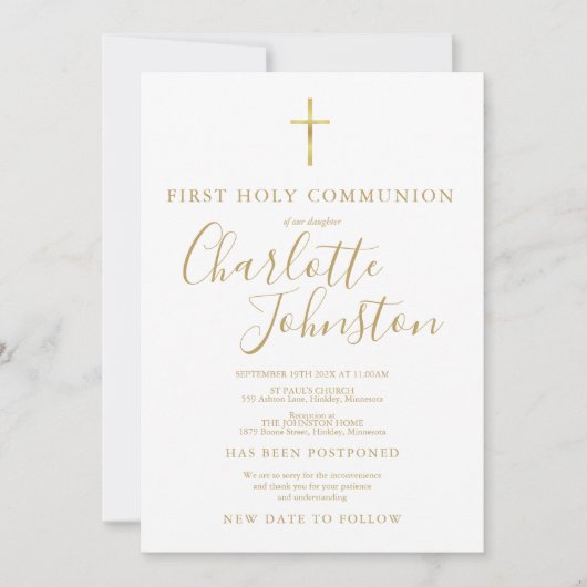 Première sainte communion reportée Faire-part (Devant)