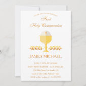 Première Sainte Communion Simple Invitation Dorée (Devant)