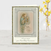 Première Sainte Communion Vierge Marie Carte Eucha (Fleur jaune)