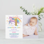 Première Unicorn Invitations Anniversaire avec pho (Debout devant)