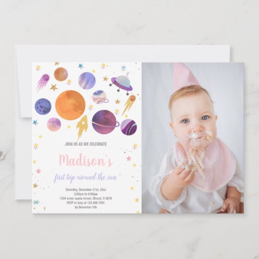 Première visite autour du soleil Invitation d'anni (Devant)