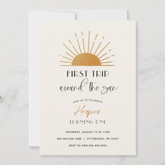 Première visite autour du soleil Invitation d'anni (Devant)
