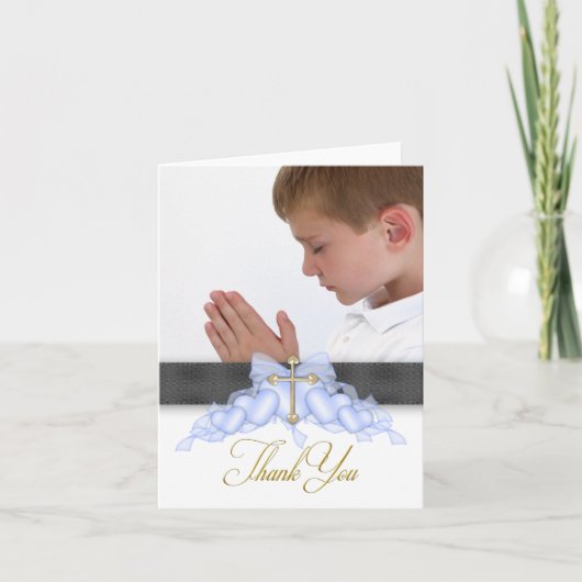 Premières cartes de Merci de communion de photo (Devant)