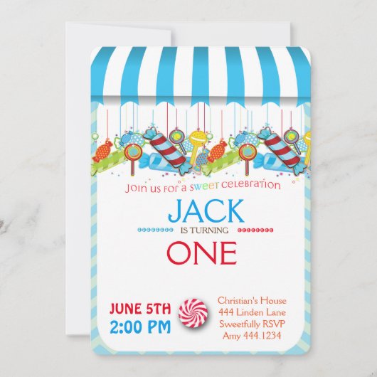 Premières invitations de garçon de Candyland (Devant)