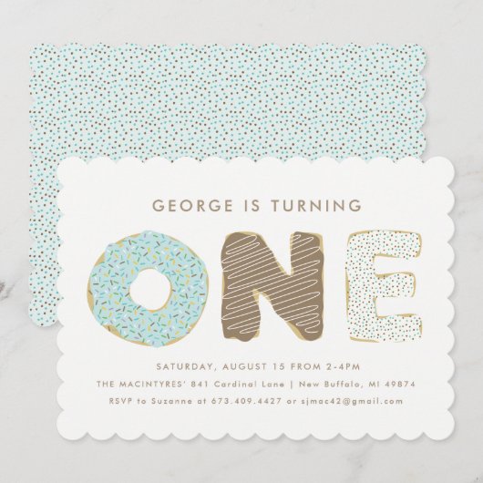 Premières invitations de thème de beignet de fête (Devant / Derrière)