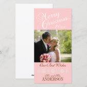 Premiers Cartes photos de Noël Pink Snowflakes (Devant / Derrière)