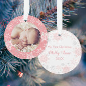 Premiers flocons d'argent rose de Noël pour bébé