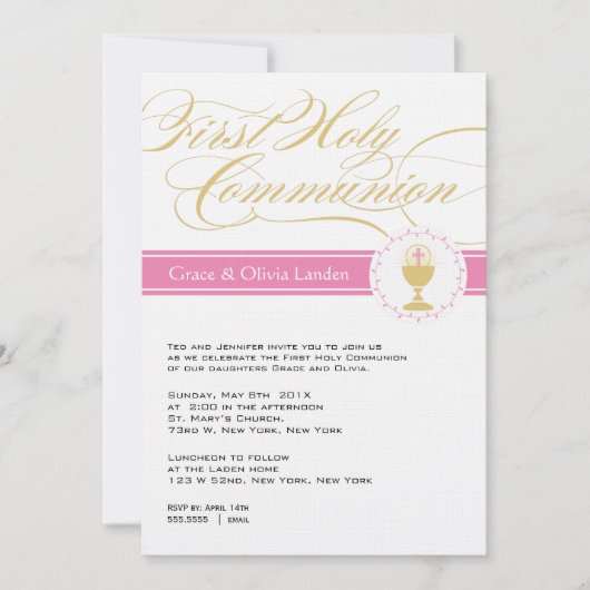 Premiers jumeaux des invitations | de communion de (Devant)