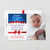 Premiers ornements de Noël rouges - Carte de Noël (Devant / Derrière)