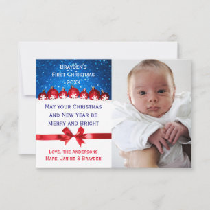 Premiers ornements de Noël rouges - Carte de Noël 