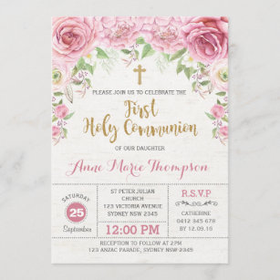 Premiers rose de sainte communion et invitation