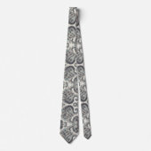 Premieure Blauwe Gouden en Witte Paisley Das (Voorkant)